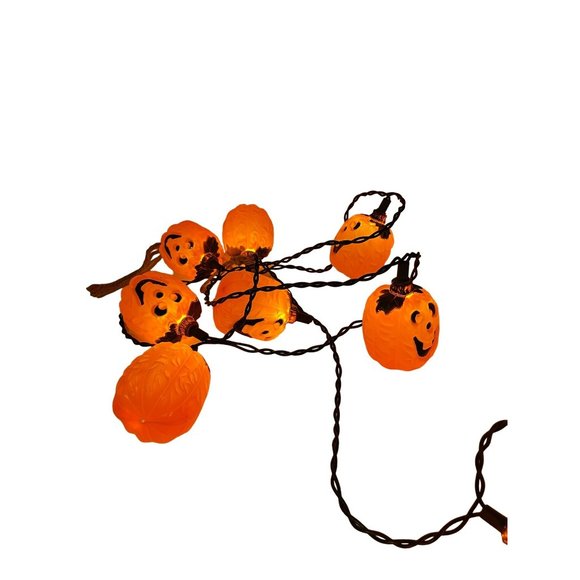 Halloween Blow Mold 10- Pumpkin Jack O Lantern String Lights 10 Feet Long - Picture 2 of 6